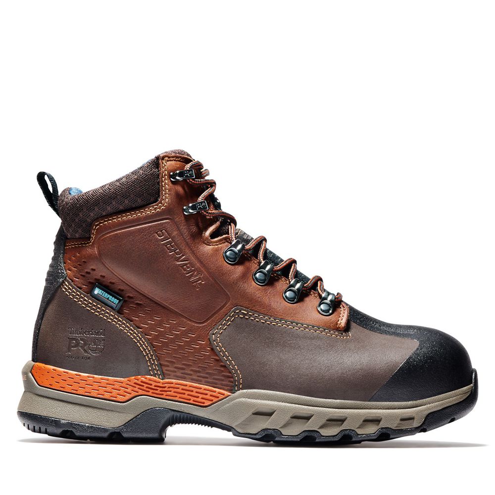 Timberland Pro Μποτακια Ανδρικα Καφε/Μαυρα - Downdraft 6" Alloy Toe - Greece 1046839-PY